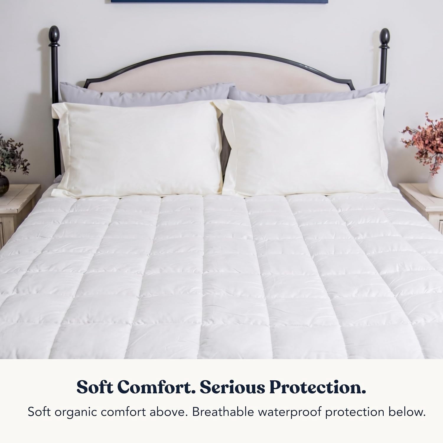 Delara Twin 2-in-1 Waterproof Quilted Mattress Pad 100% Waterproof TPU + 7D+3D Recycled Microfiber Fill, GOTS Certified Organic Cotton Shell, Noiseless, OEKO-TEX, 18" Deep Pocket - Twin 38"×75"
