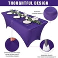 thumbnail image 3 of Pesonlook 3 Pcs 6 Ft Stretch Spandex Tablecloth, Purple Fitted Elastic Stretch Table Cover, Anti-Wrinkle Tight Rectangular Tablecloth, Patio Cocktail Table Cloth for Wedding, Banquet, Exhibitions, 3 of 6