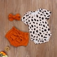 thumbnail image 3 of Seyurigaoka Baby Girls Summer Clothes Leopard Romper + Triangle Shorts+Elastic Hair Band, 3 of 8
