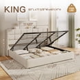 thumbnail image 2 of Lifezone King Linen Upholstered Storage Bed Frame with Button Tufted Wingback Headboard, Hydraulic Lift-Up Under-Bed Storage, Beige, 2 of 8