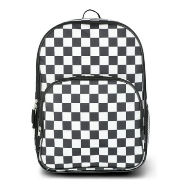 Wonder Nation Kids Unisex 17" Checkered Backpack, Black/White