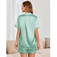 thumbnail image 5 of Ekouaer Womens Satin Silk Pajamas Set Short Sleeve Sleepwear Button Down Top and Shorts Loungewear 2 Piece Pjs Set, 5 of 6