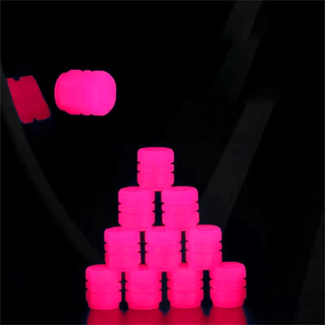 Xihbxyly Juego de Tapas de Neumáticos Fluorescentes, Tapa de Válvula de Material Abs, Fácil Instalación, Ajuste Universal, Potenciador de Ciclismo Nocturno, Paquete de 4, Accesorios para Ruedas de Ve