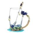 thumbnail image 1 of Rose Enamel Crystal Tea Cup with Butterfly Design and Clear Glass Spoon Set - Blue, 1 of 1