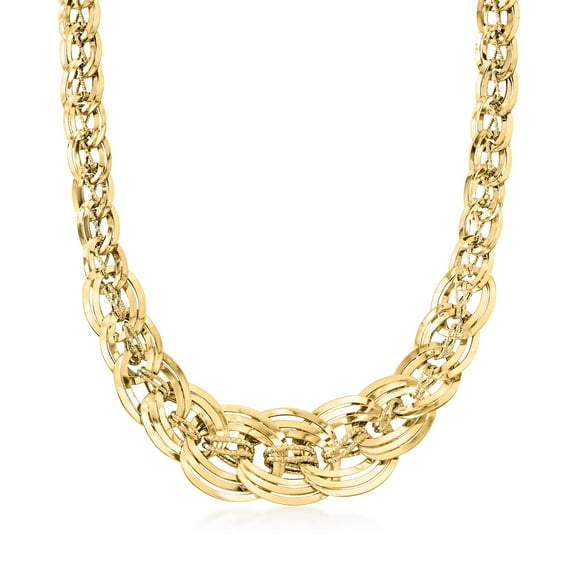 Ross-Simons Italian 18kt Yellow Gold Interlocking Link Necklace, Women's, Adult