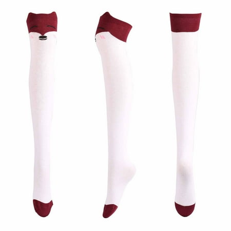

DAETIROS Wacky Cute Autumn and Winter Even Size Skin Friendly Comfortable Long Women Knee Length Socks White