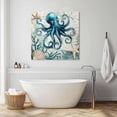 thumbnail image 2 of Wall Art Prints, Nautical Octopus Framed Canvas Prints for Bedroom Living Room Bathroom Office, Coastal Vintage Coral Starfish Ocean Gallery Wrap Wall Art Poster for Gifts Home Decor 28"x28", 2 of 9