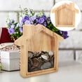 thumbnail image 5 of Stylish Coin Bank House Shape Money Storage Bank Wood Transparent Coin Holder For Kids, 5 of 5