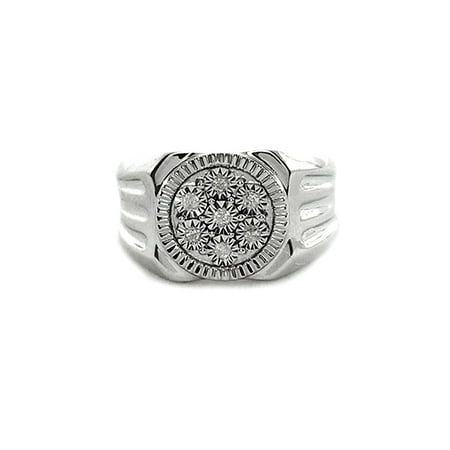 Men's White Diamond Accent Circle Sterling Silver Ring