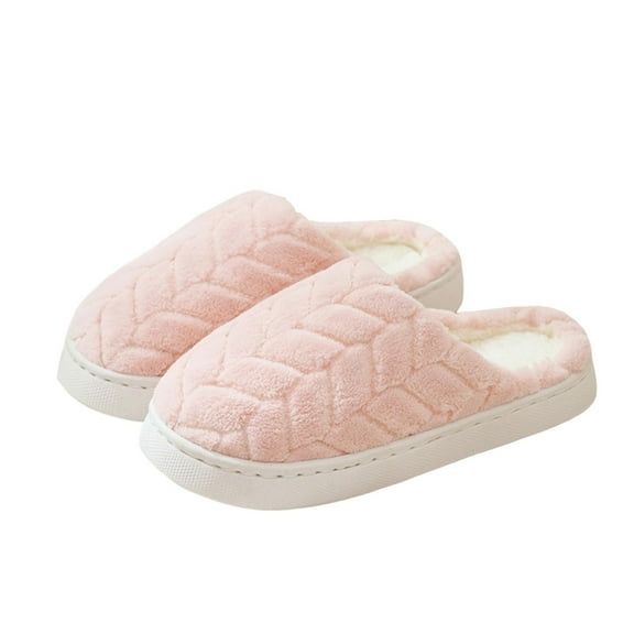 Xfvqtps Fuzzy Slippers for Women Close Toe Memory Foam Thick Soft Sole Non Slip Warm Furry Indoor House Slipper for Fall Winter Pink