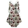 thumbnail image 4 of Women's Fashion V-Neck Casual Slim Fit Christmas Print Furry Party Long Sleeve Dress, Ugly Christmas Sweater Women Style for Festive Fall and Winter Events,Khaki,L, 4 of 4