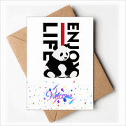 Living Enjoying Panda Animals Welcome Back Greeting Cards Envelopes Blank