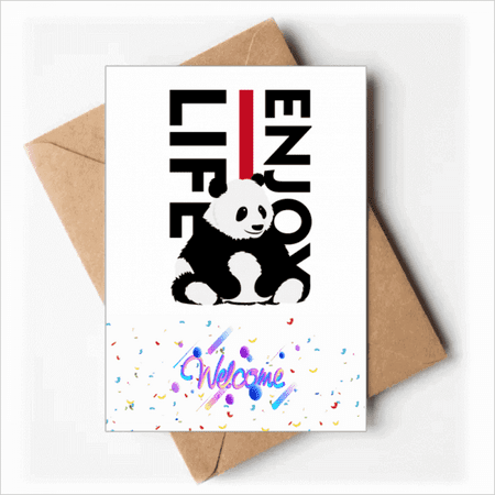 Living Enjoying Panda Animals Welcome Back Greeting Cards Envelopes Blank