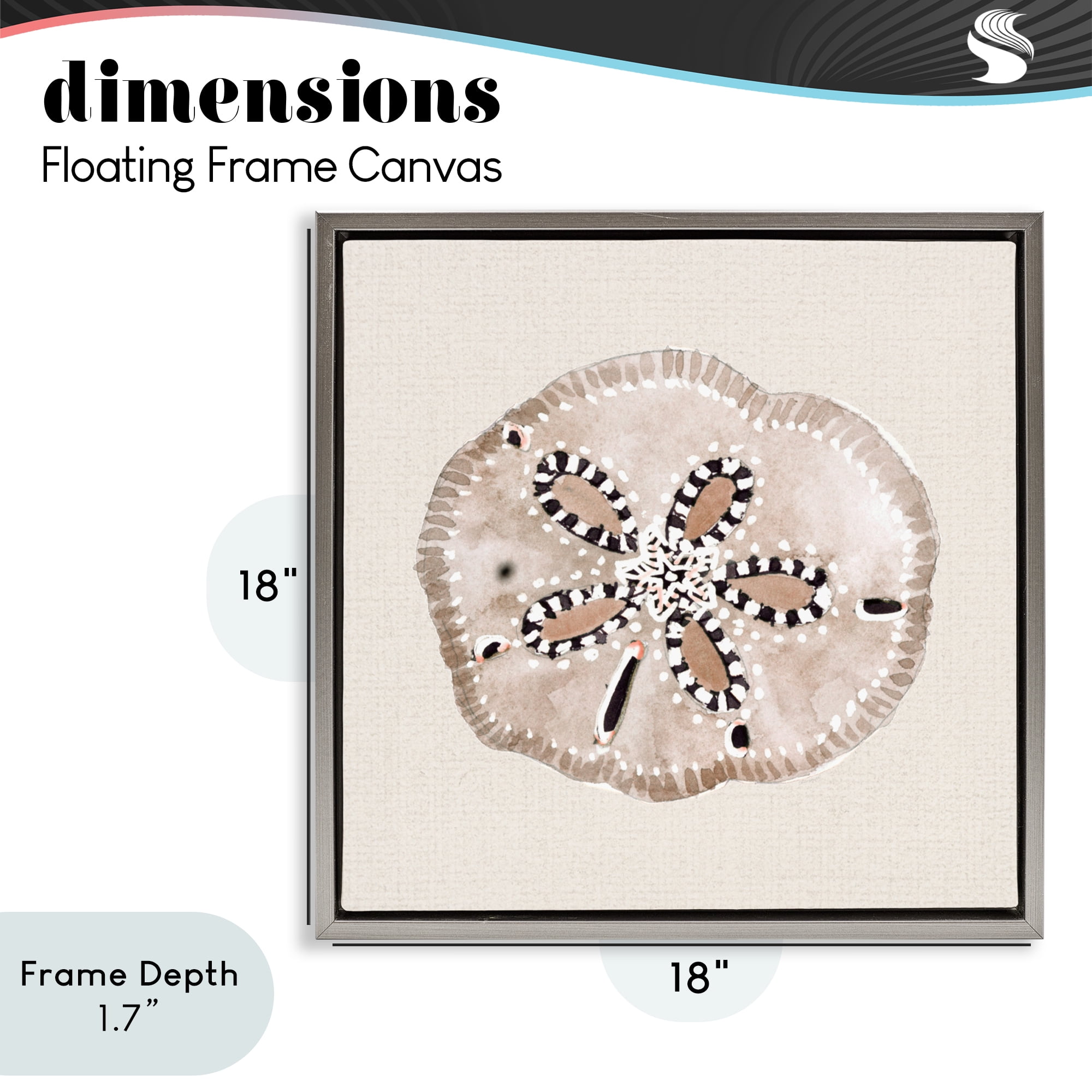 Stupell Industries Taupe & Beige Sand Dollar Gray Framed Floater Canvas Wall Art, design by Lanie Loreth