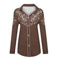 thumbnail image 4 of Western Cowgirl Shirts for Women Button Down Shirts Floral Print Spring Country Party Long Sleeve Tops Brown L, 4 of 5