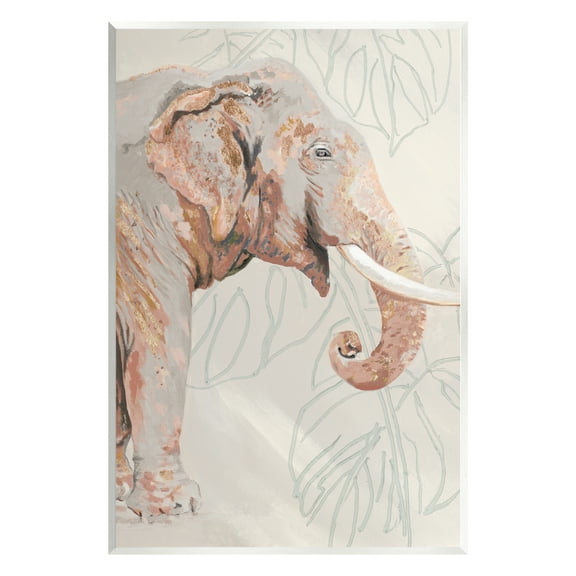 Stupell Industries Elephant & Tropical Leaves Animals & Insects Painting Unframed Art Print Wall Art, 10 x 15