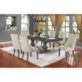 thumbnail image 2 of Dark Gray Wood 7pc Dining Set with 6 Tufted Beige Linen Chairs, 2 of 6