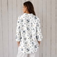 thumbnail image 2 of Nyfairy Women Floral Print Button Down Blouse, Long Sleeve Dressy Casual V Neck Loose Fit Shirts, 2 of 5