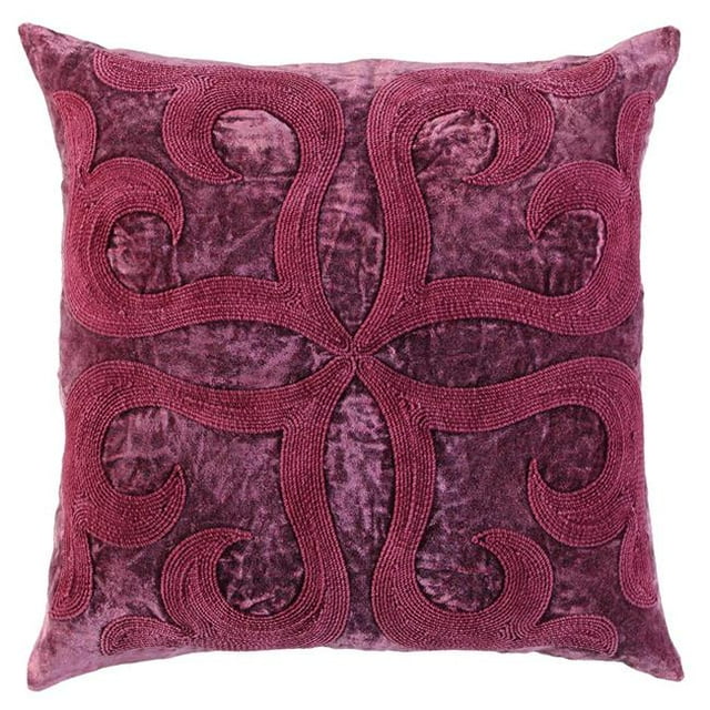 HomeRoots 403465 Oreiller à Fleurs de Merlot Brodé