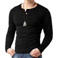 thumbnail image 6 of Aiyino Men's Short Sleeve Casual Fit Single Button Placket Plain Henley Top T Shirts,Black, 6 of 6