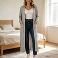 thumbnail image 6 of Ghalytn Women's Open Front Maxi Cardigan Long Sleeve Duster Coat with Pockets and Side Slits Casual Layering Outerwear, 6 of 6