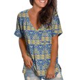 thumbnail image 2 of Pompotops Mode Femme Grande Taille Dégradé Couleur T-shirt à Manches Courtes Col en V, 2 of 7