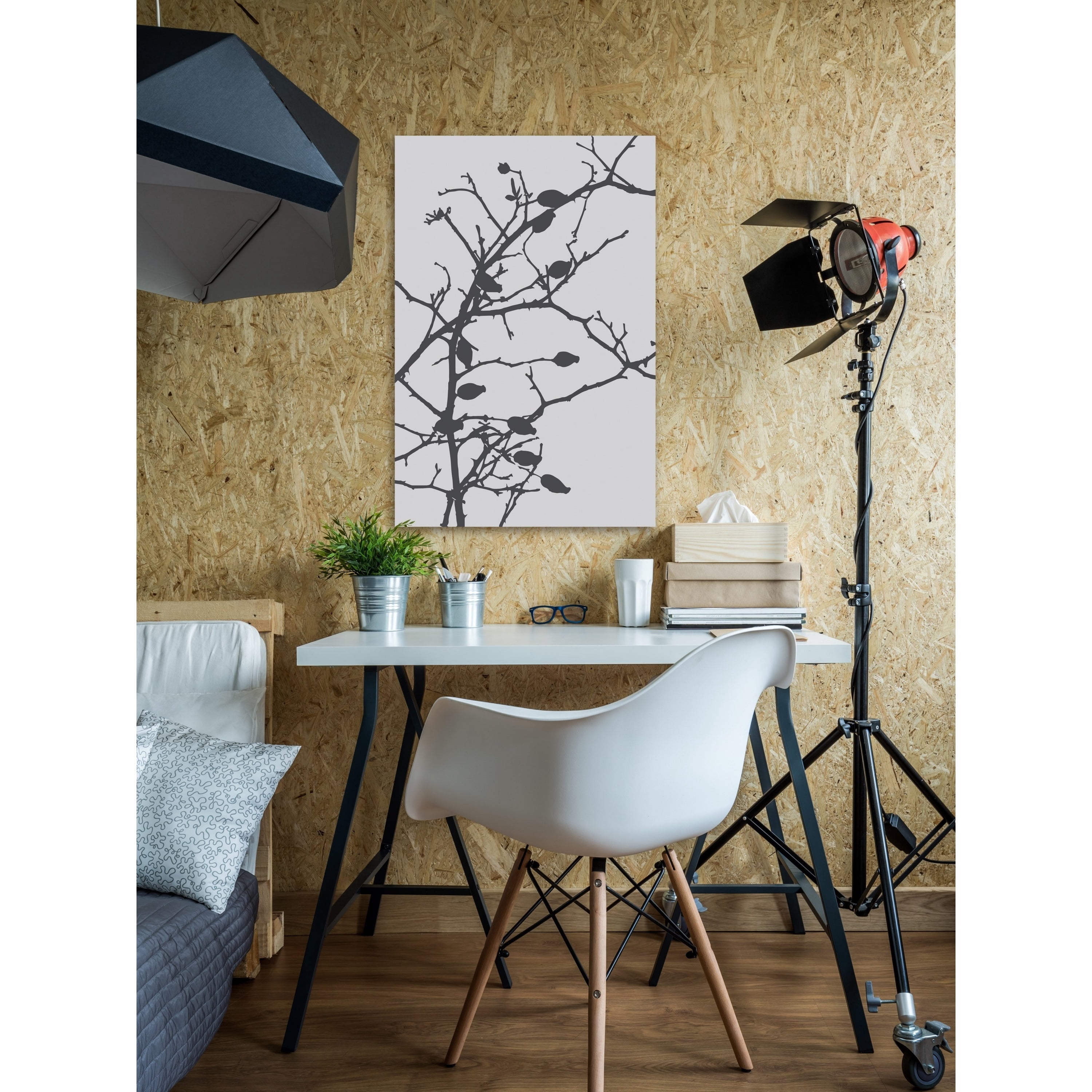 Marmont Hill "Grey Leaves" by Katarina Snygg Painting Print on Wrapped Canvas