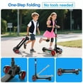 thumbnail image 3 of Electric Scooter for Kids Age 3-6, Bluetooth & Display Foldable 3-Wheel Escooter, Light-Up Wheels & Pedal Adjustable Scooter, 2-Speed Electric Ride On Toys (Black), 3 of 7