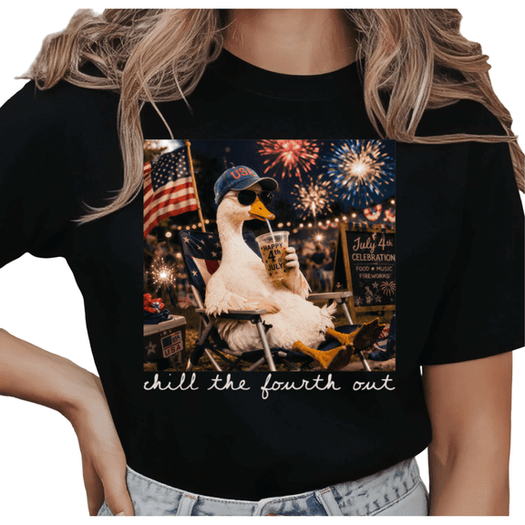 UNISHE Women's Funny Goose Graphic Tee Patriotic Americana Print Short Sleeve Crew Neck Top