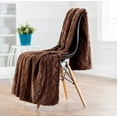 thumbnail image 2 of Chanasya Cable Knit Embossed Faux Fur Throw Blanket - Reverse Mink Modern, Comteporary, Elegant, Super Soft, Warm and Cozy for Bed, Couch, Living Room and Bedroom Home Décor (50x65 Inches) Brown, 2 of 5