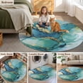 thumbnail image 5 of Turquoise Marble Round Area Rug 4Ft Washable Circle Rugs for Bedroom Dining Room, Abstract Minimalist Art Ombre Blue Non-Slip Carpet Floor Mats Indoor Outdoor Carpet Runner Aesthetic Home Decor, 5 of 8