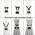 thumbnail image 5 of 2 Pack Magnetic Curtain Tiebacks Cotton Hand Woven Tie Back Decorative Rope Holdbacks for Curtains Draperies No Tools Required, Black, 5 of 6
