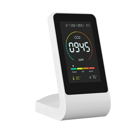 Air Quality Monitor Indoor, Air Quality Detector CO2 Tester CO2 Meter Sensor With Carbon Dioxide TVOC HCHO Value Electricity Quantity Temperature Humidity For Home(Black