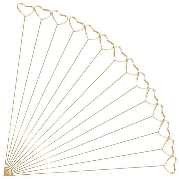 WRISTBIQUE 30Pcs Heart Shaped Flower Card Holder Iron for Floral Arrangements and Memo Clipping