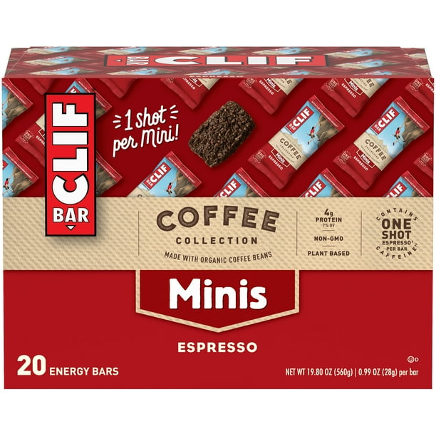 CLIF Bar Minis Coffee Collection Energy Bars, Espresso Flavor, 20 Ct