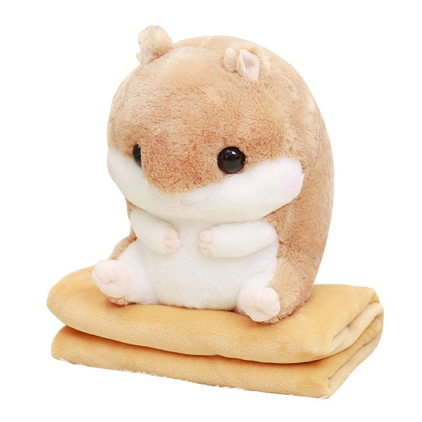 Kearding 2 en 1 Cojín para hámster Juego de mantas Juguetes de animales lindos Cojín de peluche con manta Decoración del hogar No.06 Kearding JJ65414-06