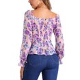 thumbnail image 3 of INSPIRAR CHIC Blusa Elegante de Manga Larga con Cuello Cuadrado y Fruncido Floral para Mujeres XS Rosa, 3 of 6