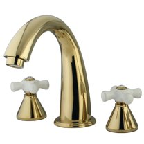 Kingston Brass KS2362PX Naples Two-Handle Deck Mount Roman Tub Faucet, Polished Brass