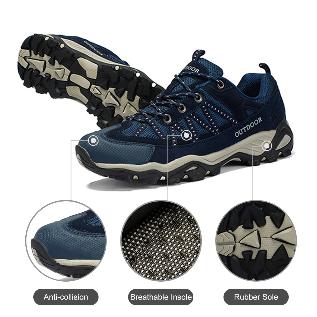 AUXDIQ Hiking Shoes Mens Waterproof Mountain Trekking Shoes Women Breathable Walking Shoes Outdoor Sports Running Camping Climbing