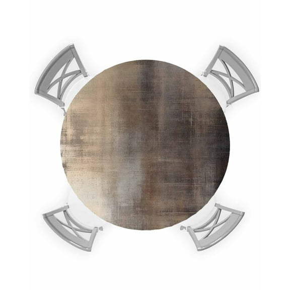 nqOlkjepod Brown Ombre Round Tablecloth, Fitted Table Cover with Elastic for 55"-60" Round Tables, Oil Painting Art Abstract Modern Table Cloth Outdoor Indoor Dinning Party Waterproof Tablecloths