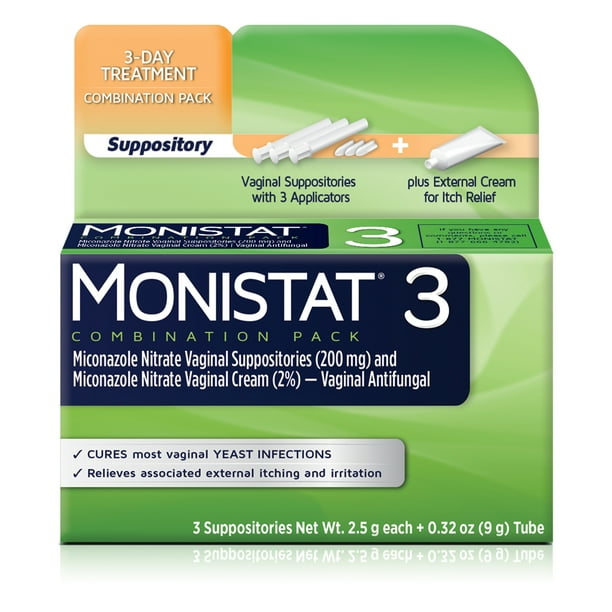 Monistat 3 Dose Yeast Infecountion Treatment 3 Suppository Inserts External Itch Cream Walmart Com