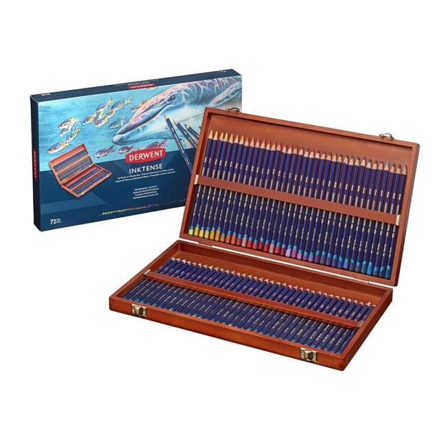Lapices de colores Derwent Inktense 2301844 acuarelables permanentes 72 unidades caja de madera