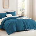thumbnail image 3 of Teal Comforter Set King Size, Boho Soft Warm Tufted Bedding Comforter Sets for King Size Bed, 3 Pieces Aesthetic Chevron Farmhouse Cute Bohemian Textured Bedding Set, 3 of 7