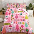 thumbnail image 2 of Juego de funda nórdica navideña festiva de 2 o 3 piezas, suave y transpirable, morado con Papá Noel, renos y copos de nieve para decoración de dormitorio o dormitorio, 2 of 6
