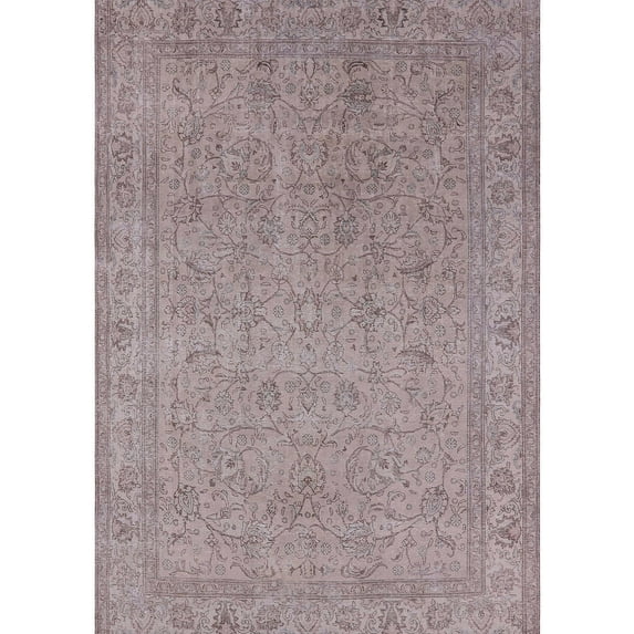 Ahgly Company Indoor Rectangle Mid-Century Modern Silver Pink Oriental Area Rugs, 5' x 7'