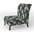 thumbnail image 3 of Designart "Tranquil Lotus Zen In White And Gold" White Lotus Pattern Upholstered Accent Chair - Bohemian & Eclectic Arm Chair For Living Room, 3 of 7