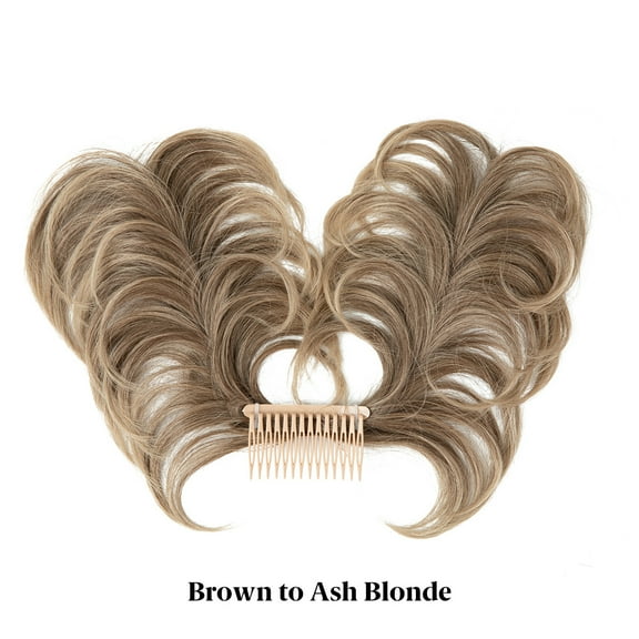Nvzi -b Messy Bun Hair Piece Side Comb Clip in Hair Bun Hairpiece for Women Short Natural Straight Versatile Adjustable Styles Easy Hair pieces ，Brown to Ashe Blonde