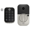 thumbnail image 1 of Yale Security Deadbolt Lock 2 Touch, cerradura de puerta de entrada inteligente sin llave de gamuza negra con teclado táctil conectado Wi-Fi y escáner de huellas dactilares, YRD450-F-WF1-BSP, 1 of 5