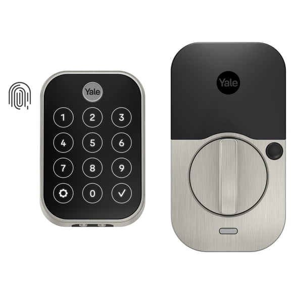 Yale Security Deadbolt Lock 2 Touch, cerradura de puerta de entrada inteligente sin llave de gamuza negra con teclado táctil conectado Wi-Fi y escáner de huellas dactilares, YRD450-F-WF1-BSP