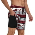 thumbnail image 3 of Fotbe Buffalo Plaid Forest Men’s Swim Trunks Quick Dry Swim Shorts Board Shorts with Mesh Lining-Large, 3 of 9